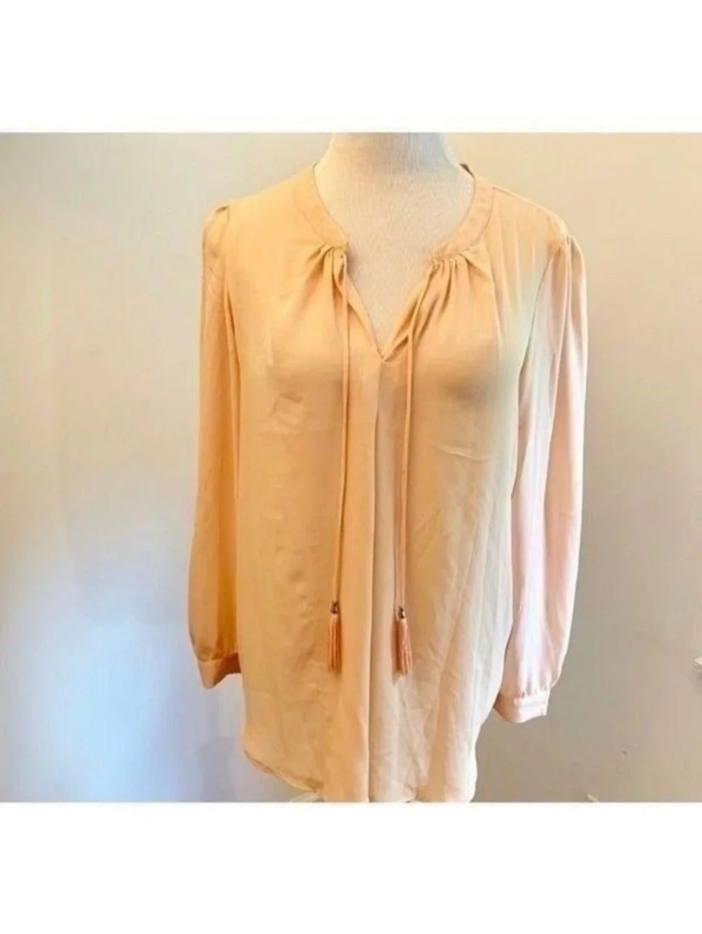 Rose & Olive Peach Front Tie Top Sz L